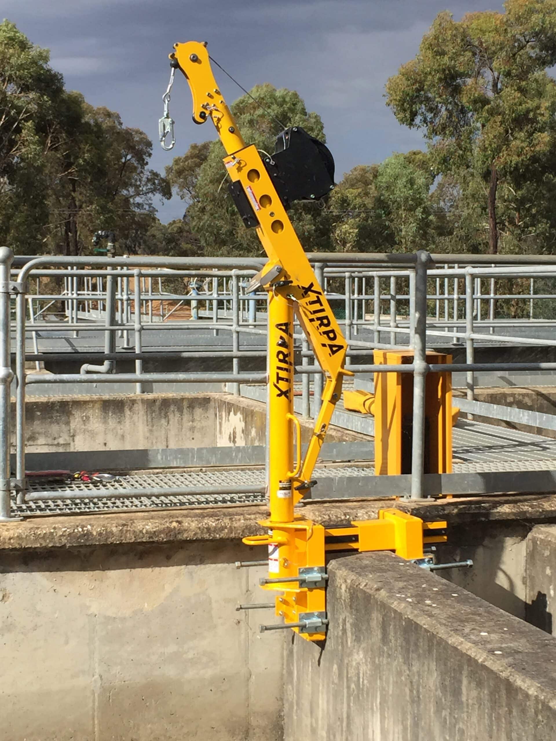 Fixed ladder fall protection at water treatment facility